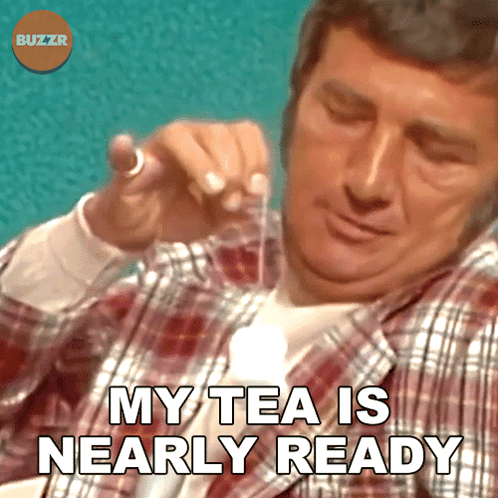 Man In Plaid Holding Tea Strainer My Tea Is Nearly Ready GIF