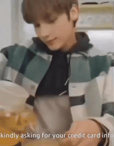 Man In Plaid Jacket Cooking Asking For Credit Card Info GIF