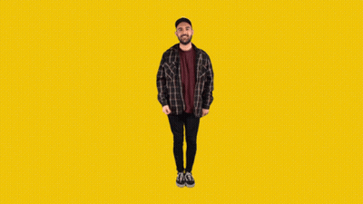 Man In Plaid Shirt And Hat Dancing GIF
