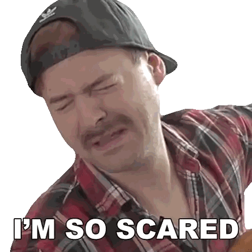 Man In Plaid Shirt And Hat Saying I'm So Scared Sticker