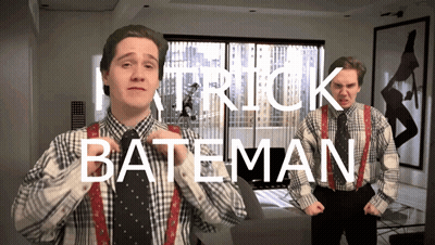 Man In Plaid Shirt And Suspenders Named Patrick Bateman GIF
