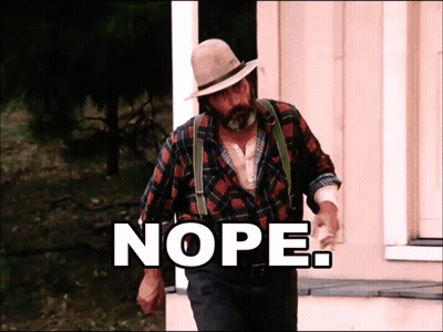 Man In Plaid Shirt And Suspenders With Nope GIF