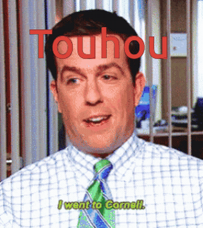 Man In Plaid Shirt And Tie Saying Touhou GIF