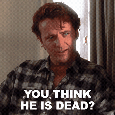 Man In Plaid Shirt Asks If He Is Dead GIF
