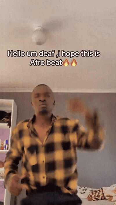 Man In Plaid Shirt Dancing Says Hello Um Deaf I Hope This Is Afro Beat GIF