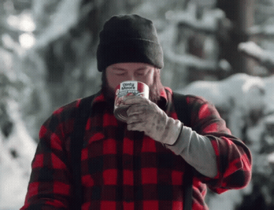 Man In Plaid Shirt Drinking From Dirty Moore Mug GIF