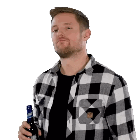 Man In Plaid Shirt Holding Beer Sticker