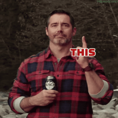 Man In Plaid Shirt Holding Busch Beer Can GIF