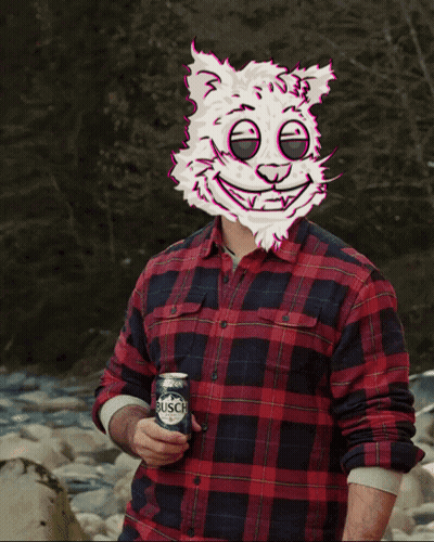 Man In Plaid Shirt Holding Busch GIF