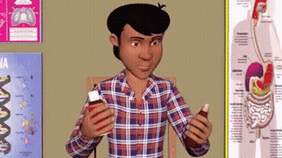 Man In Plaid Shirt Holding Cough Syrup GIF