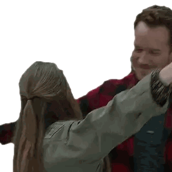 Man In Plaid Shirt Holding Woman In Green Jacket Sticker