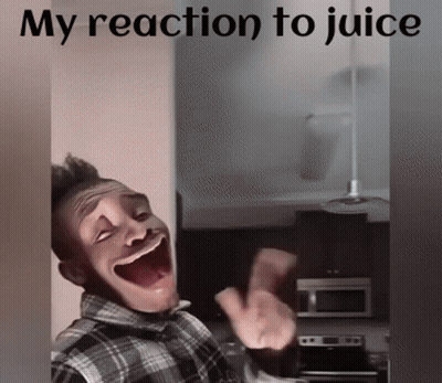 Man In Plaid Shirt Making Funny Face Saying My Reaction To Juice GIF