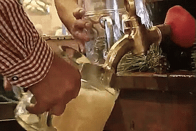 Man In Plaid Shirt Pouring Beer GIF