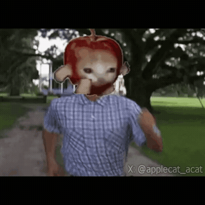 Man In Plaid Shirt Running With Apple GIF
