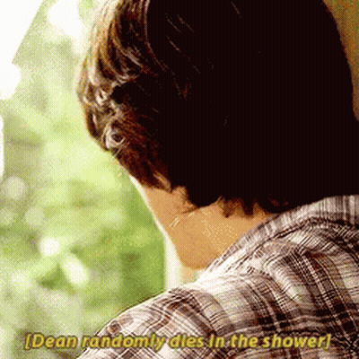 Man In Plaid Shirt Saying Dean Randomly Dies In The Shower GIF