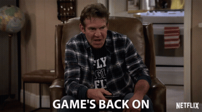 Man In Plaid Shirt Saying Game's Back On GIF