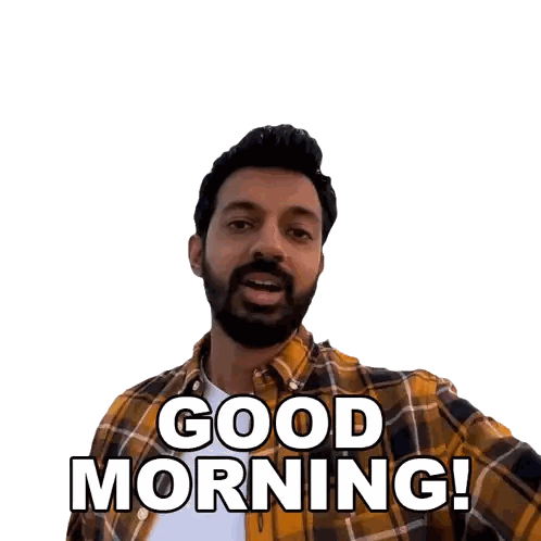 Man In Plaid Shirt Saying Good Morning Sticker