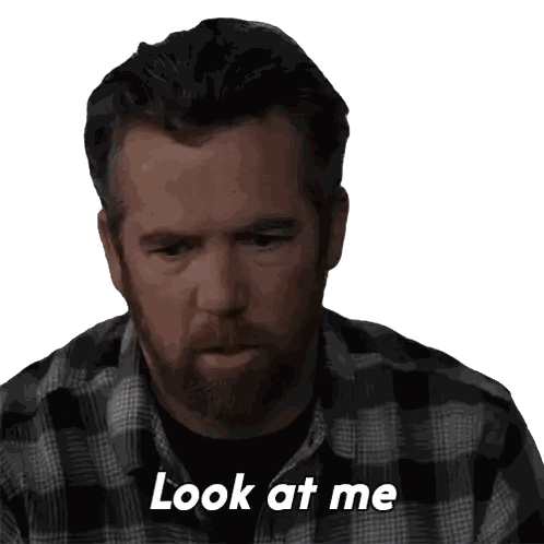 Man In Plaid Shirt Saying Look At Me Sticker