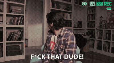 Man In Plaid Shirt Says F*ck That Dude GIF