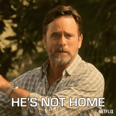 Man In Plaid Shirt Says He's Not Home Netflix Ad GIF