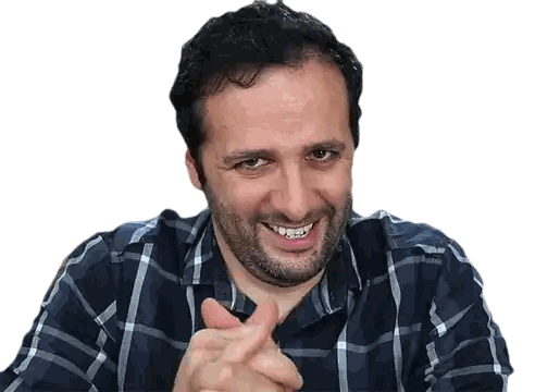 Man In Plaid Shirt Smiling And Clapping Sticker