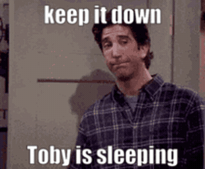 Man In Plaid Shirt With Caption Keep It Down Toby Is Sleeping GIF