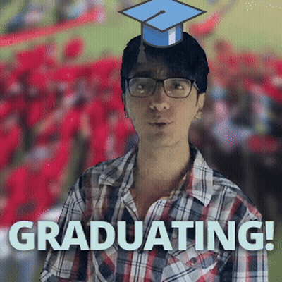 Man In Plaid Shirt With Graduation Cap GIF