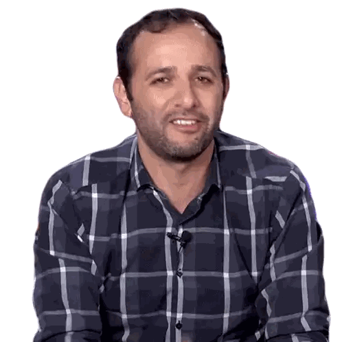 Man In Plaid Shirt With Microphone Sticker