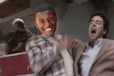 Man In Plaid Shirt With Obama On Back GIF