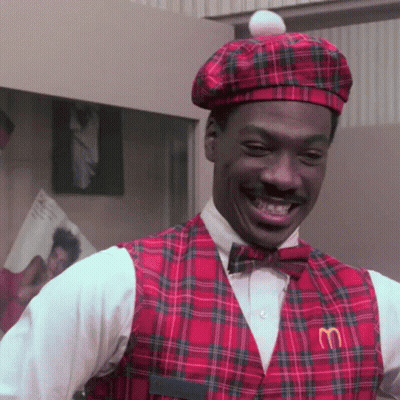 Man In Plaid Vest And McDonald's Hat GIF