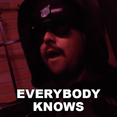 Man In Police Hat And Sunglasses Says Everybody Knows GIF