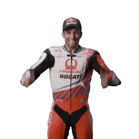 Man In Pramac Ducati Racing Suit Raising Arms Sticker
