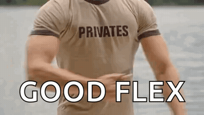 Man In Privates T-Shirt Flexing Muscles GIF