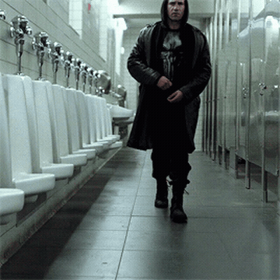 Man In Punisher Shirt Walking GIF