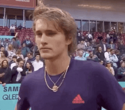 Man In Purple Adidas Shirt And Necklace GIF