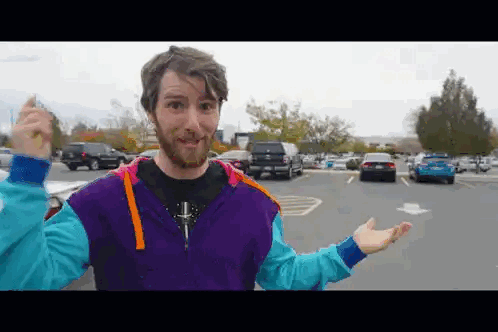 Man In Purple And Blue Jacket Sticker
