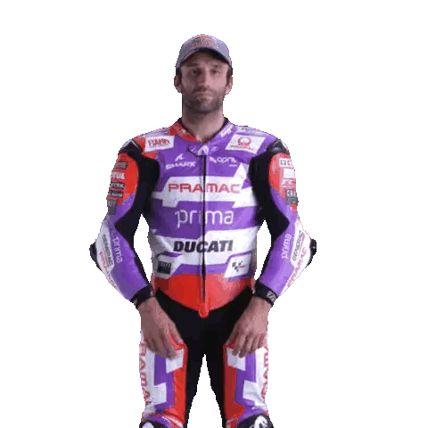 Man In Purple And Red Ducati Motorcycle Suit Sticker
