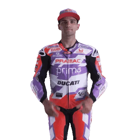 Man In Purple And Red Ducati Motorcycle Suit Sticker