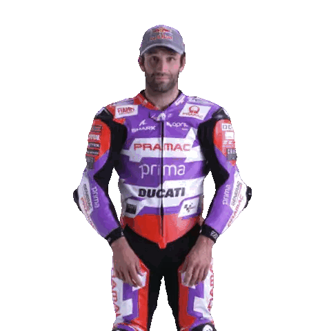 Man In Purple And Red Ducati Motorcycle Suit Sticker
