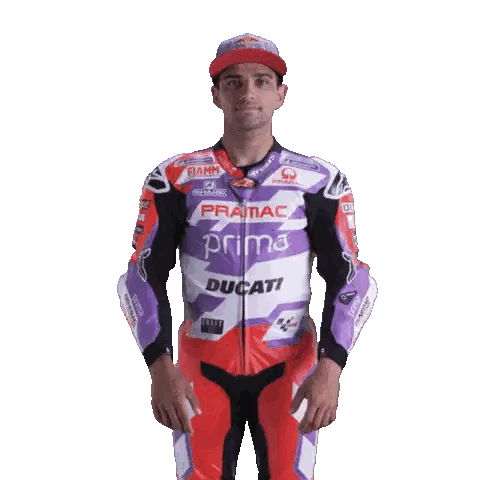 Man In Purple And Red Ducati Motorcycle Suit Sticker