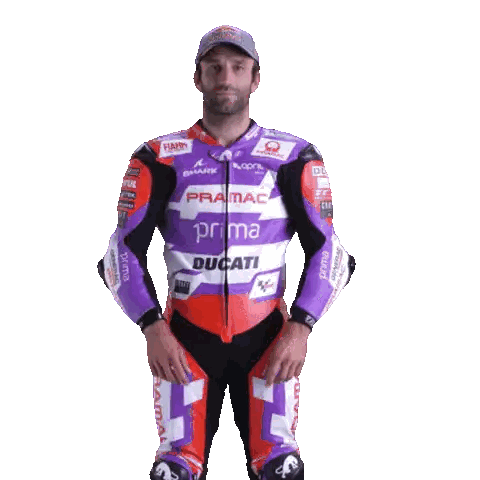 Man In Purple And Red Ducati Motorcycle Suit Sticker