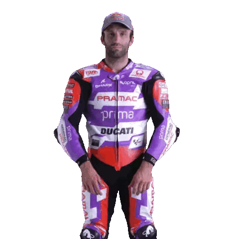 Man In Purple And Red Ducati Motorcycle Suit Sticker