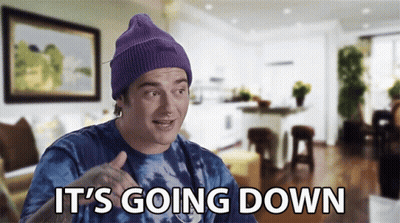 Man In Purple Beanie And Blue Shirt Says It's Going Down GIF
