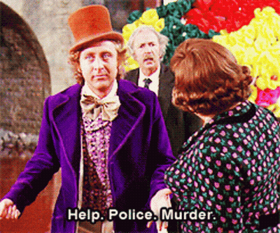 Man In Purple Coat And Top Hat Asking Police For Help GIF