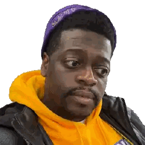 Man In Purple Hat And Yellow Hoodie Making Funny Face Sticker