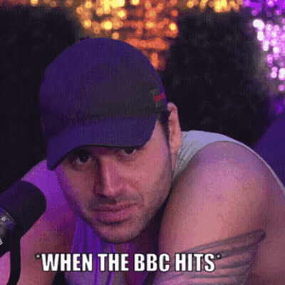 Man In Purple Hat Saying When BBC Hits GIF