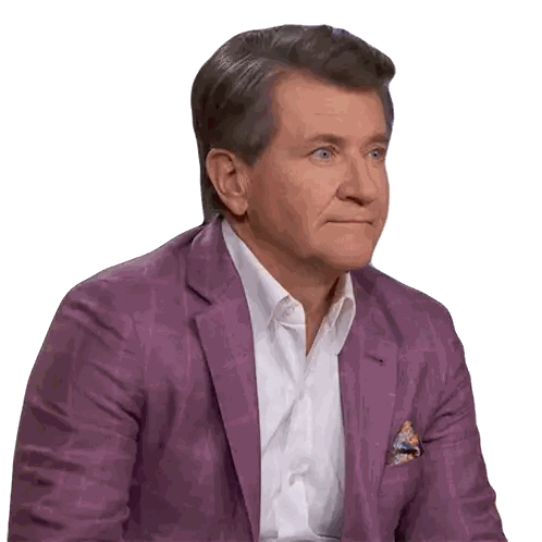 Man In Purple Jacket And White Shirt Looking Sideways Sticker