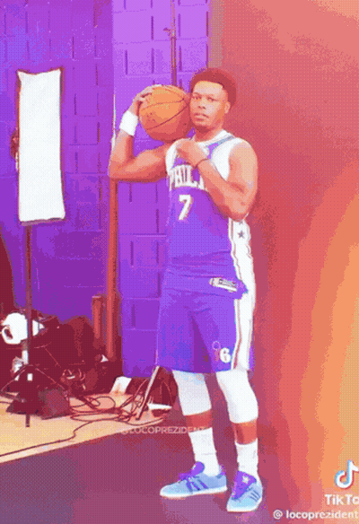 Man In Purple Jersey Holding Basketball GIF
