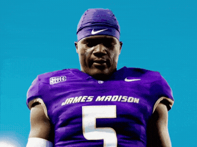 Man In Purple Jersey Saying James Madison GIF