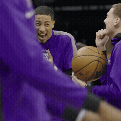 Man In Purple Kings Shirt Holding Basketball GIF